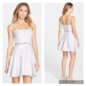 Halston Heritage Faille Belted Fit and Flare Mini Dress